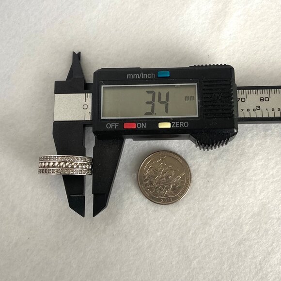 Authentic Pandora Sterling Silver 925 Cubic Zirconia Wide Band Forever Ring Sz 6 - Picture 15 of 16